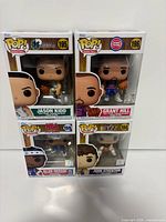 Front view of all four boxed Funko Pop! NBA figures