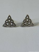 Front view of both sterling Celtic Trinity knot stud earrings