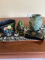 Group shot showing all five decorative items on runner