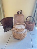 Group shot of all four woven baskets