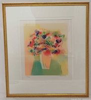 Front view of framed lithograph showing image, matting and frame