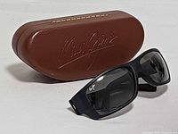 Sunglasses with case, front three-quarter view