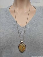 Necklace on mannequin showing pendant size and chain drop