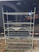 Front view of assembled six-shelf chrome wire unit