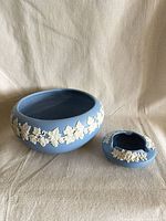 Bowl and ashtray front view showing decoration and shape