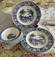 Group view of all plates and bowls showing pattern and count