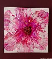 Front view of the acrylic abstract flower painting on canvas