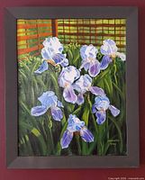 Full view of framed iris painting