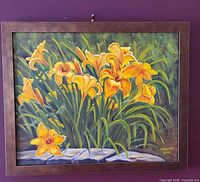 Full view of framed painting showing subject and frame