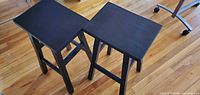 Top view of both black wooden bar stools