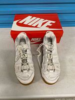 Top view of both sneakers with box