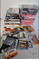 Overview of stacked empty cases and scattered manuals