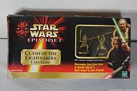 Front of box showing Star Wars Episode I Clash of the Lightsabers Card Game