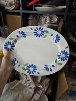 Top view of Pfaltzgraff blue floral oval platter