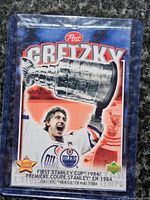 Front of Gretzky trading card in sleeve