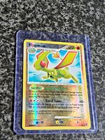 Front view of Flygon holo card in protective sleeve