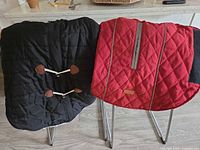 Black quilted side with leather toggles and brown trim