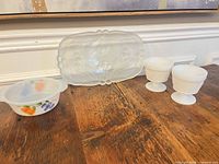 All four pieces: platter, bowl, two goblets