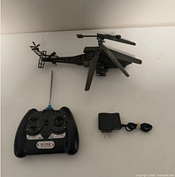Helicopter, remote controller, charger overview