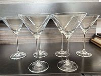 Front view of all six martini glasses