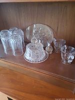 Group shot of all glass pieces on shelf