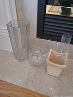 Group showing all vases and chimney