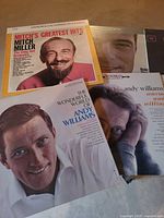Group of five LP covers including Mitch Miller, Robert Goulet and Andy Williams titles