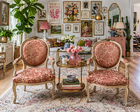 Pair of vintage French-style accent chairs in room setting