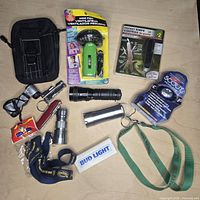 Group shot of all camping items laid out on tabletop