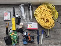 Overall view of all camping items laid out