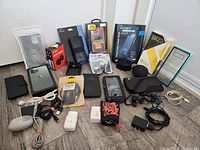 Full group shot of all phone accessories laid out