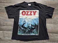 Full front view of black Ozzy Osbourne Too Intense for Younger Children Ozzfest 2002 T-shirt