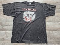 Full front view of black Van Halen 2007 tour T-shirt