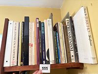 Full shelf view showing approximately two dozen books
