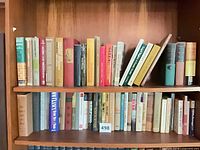 Two shelves filled with assorted books