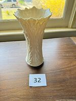 Front view of Lenox ivory porcelain vase