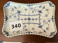 Top view of Royal Copenhagen Blue Fluted Full Lace tray