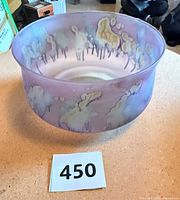 Angled view of entire bowl showing frosted finish and cameo trees