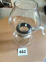 Full view of glass percolator without handle side