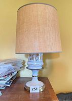 Full view of lamp with shade on table