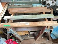 Top view showing both sawhorses with boards laid across