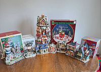 All village buildings and boxes arranged on table