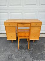 Front view of desk with matching chair