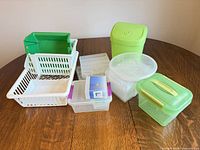 Group shot of all plastic organizers on table