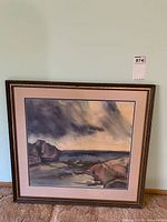 Front view of framed watercolor painting