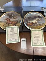 Both plates in boxes with certificates displayed