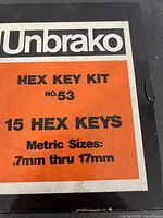 box lid showing Unbrako No.53 hex key kit label