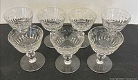 Group view of all seven crystal coupe glasses