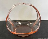 overall view of pink and clear glass basket bowl