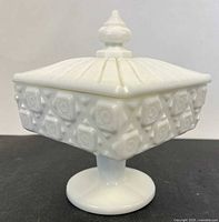 overall view of candy dish with lid on pedestal